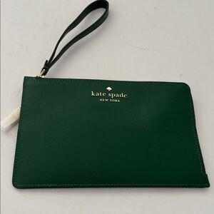 Kate Spade L Zip Green Wristlet
